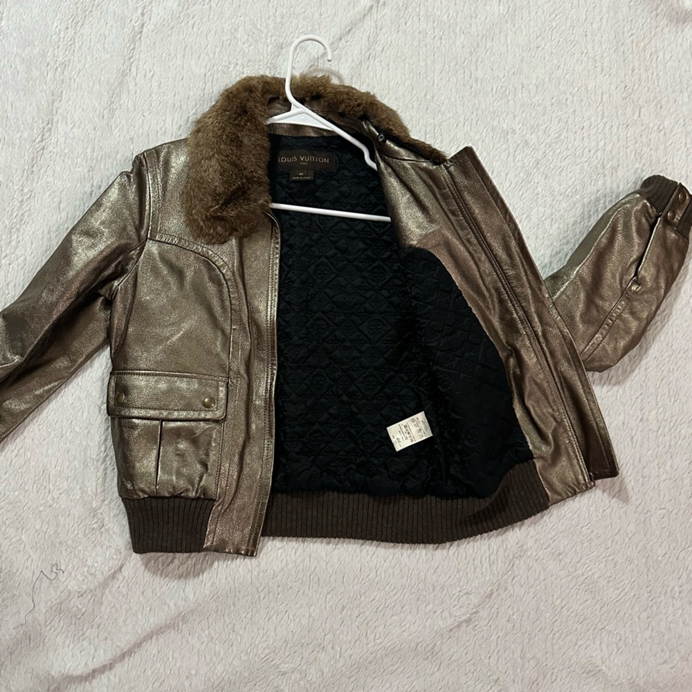 Louis Vuitton leather brown bomber jacket